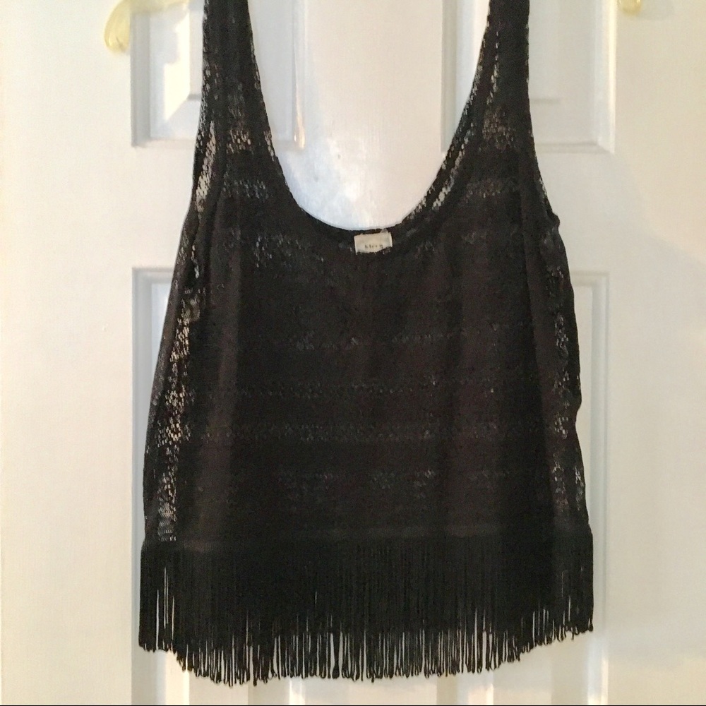 Black lace fringe top